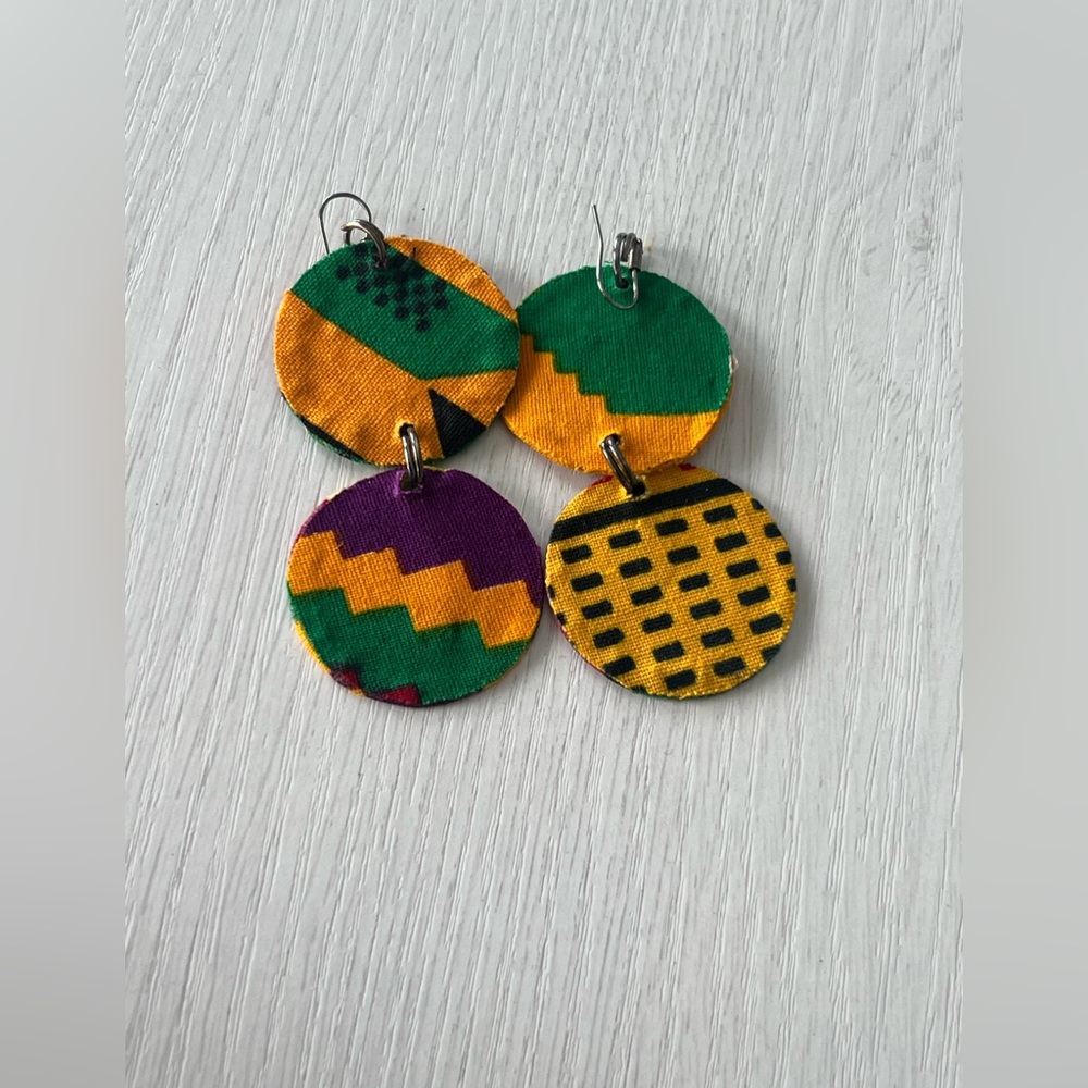 ‼️🚨💝3 for $25💝🚨‼️ Colorful Geometric Fabric Earrings